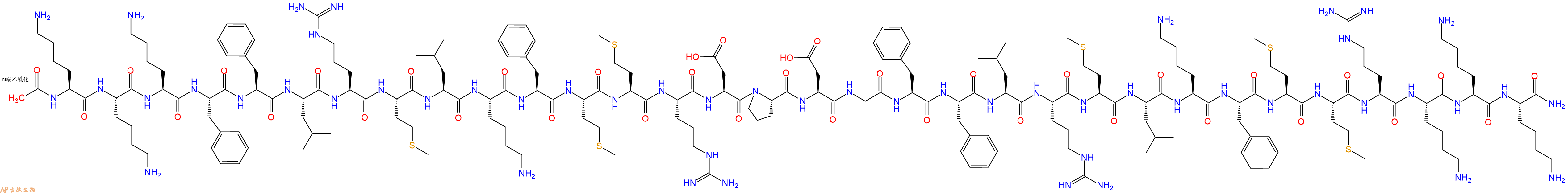 专肽生物产品Ac-Lys-Lys-Lys-Phe-Phe-Leu-Arg-Met-Leu-Lys-Phe-Met-Met-Arg-Asp-Pro-Asp-Gly-Phe-Phe-Leu-Arg-Met-Leu-Lys-Phe-Met-Met-Arg-Lys-Lys-Lys-CONH2