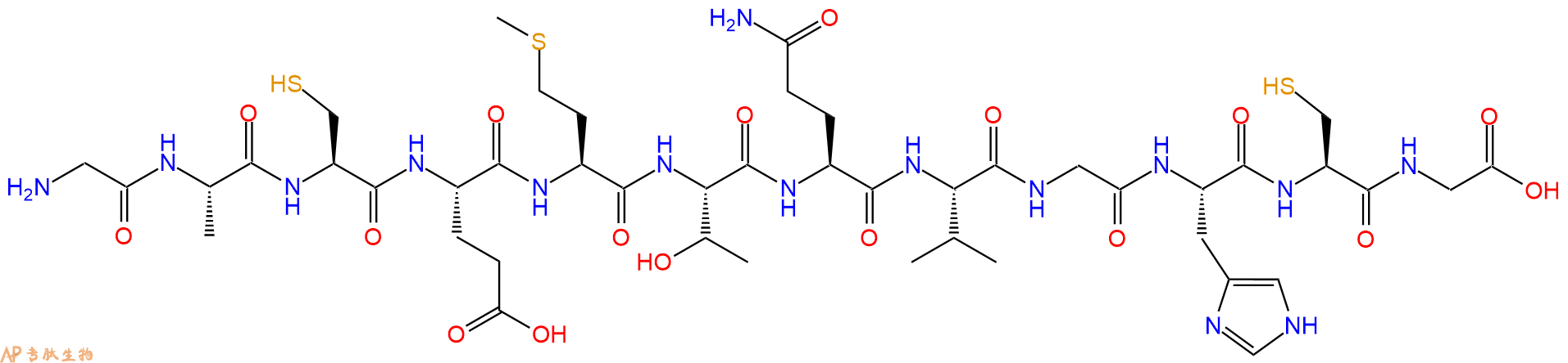 专肽生物产品H2N-Gly-Ala-Cys-Glu-Met-Thr-Gln-Val-Gly-His-Cys-Gly-OH