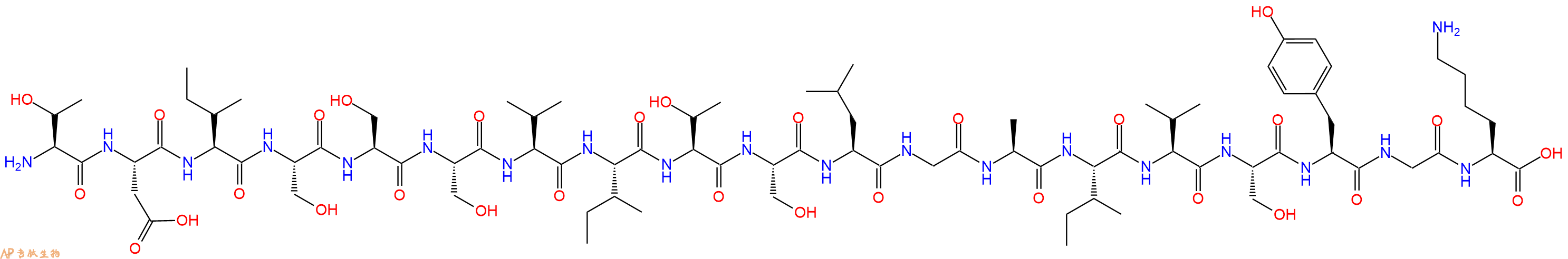 专肽生物产品H2N-Thr-Asp-Ile-Ser-Ser-Ser-Val-Ile-Thr-Ser-Leu-Gly-Ala-Ile-Val-Ser-Tyr-Gly-Lys-OH