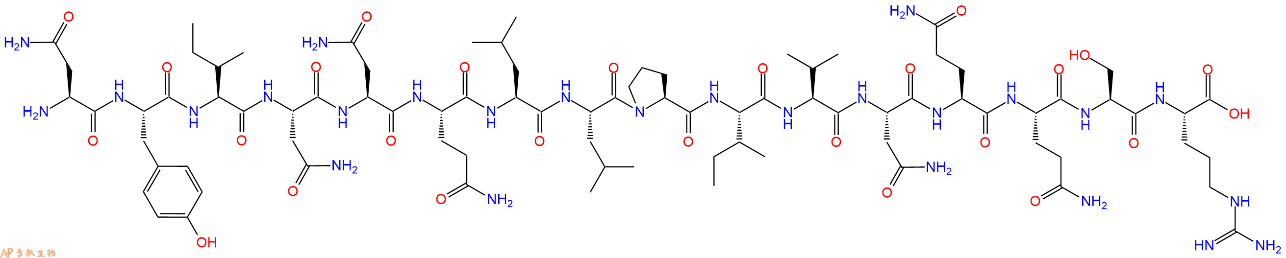专肽生物产品H2N-Asn-Tyr-Ile-Asn-Asn-Gln-Leu-Leu-Pro-Ile-Val-Asn-Gln-Gln-Ser-Arg-OH