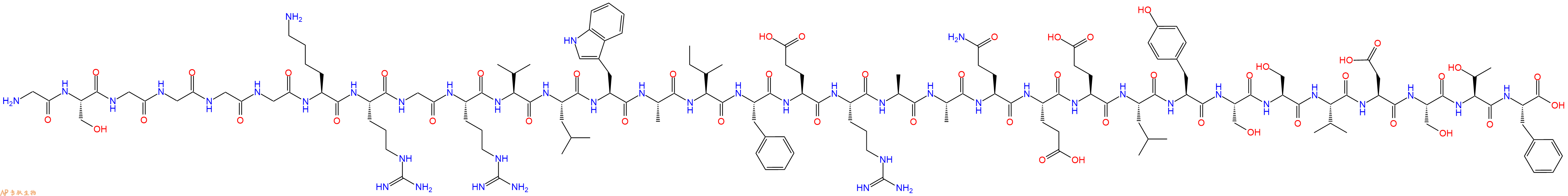 专肽生物产品H2N-Gly-Ser-Gly-Gly-Gly-Gly-Lys-Arg-Gly-Arg-Val-Leu-Trp-Ala-Ile-Phe-Glu-Arg-Ala-Ala-Gln-Glu-Glu-Leu-Tyr-Ser-Ser-Val-Asp-Ser-Thr-Phe-OH