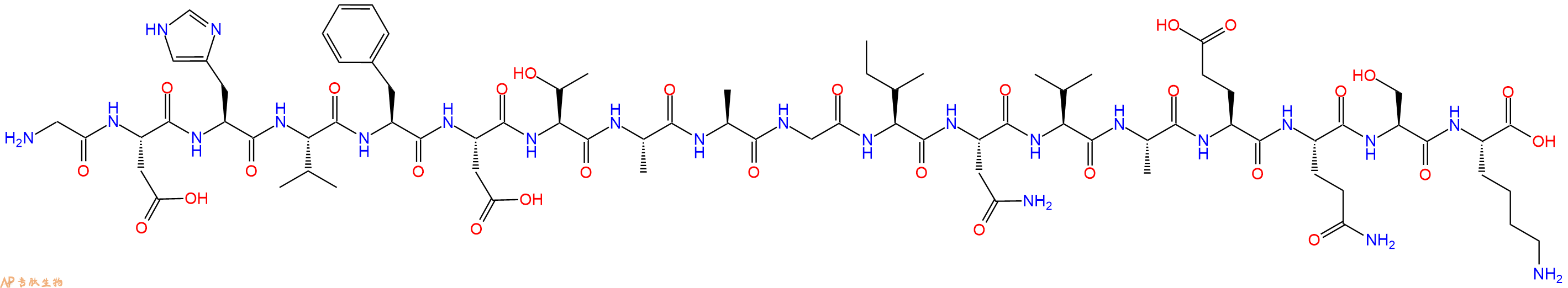 专肽生物产品H2N-Gly-Asp-His-Val-Phe-Asp-Thr-Ala-Ala-Gly-Ile-Asn-Val-Ala-Glu-Gln-Ser-Lys-OH