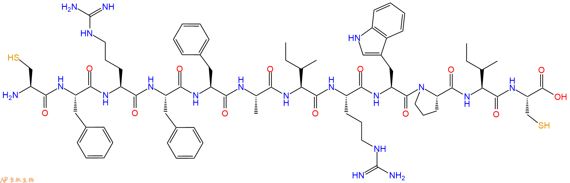 专肽生物产品H2N-Cys-Phe-Arg-Phe-Phe-Ala-Ile-Arg-Trp-Pro-Ile-Cys-OH