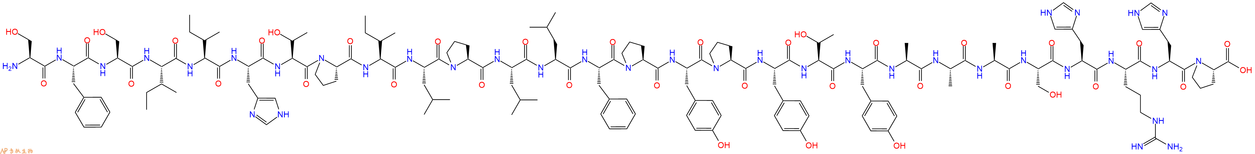 专肽生物产品H2N-Ser-Phe-Ser-Ile-Ile-His-Thr-Pro-Ile-Leu-Pro-Leu-Leu-Phe-Pro-Tyr-Pro-Tyr-Thr-Tyr-Ala-Ala-Ala-Ser-His-Arg-His-Pro-OH