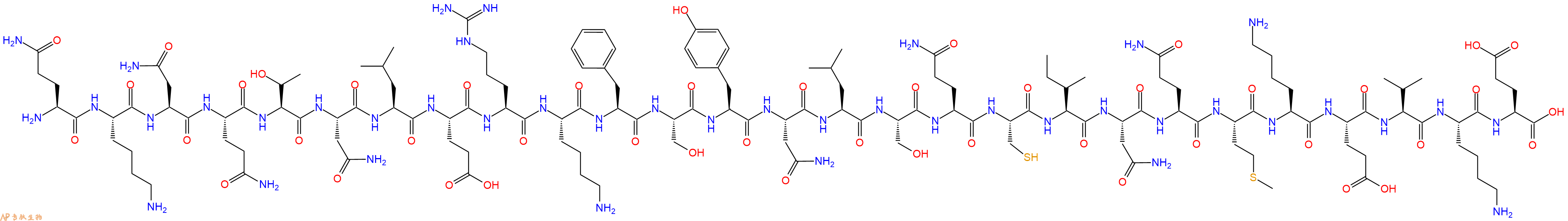 专肽生物产品H2N-Gln-Lys-Asn-Gln-Thr-Asn-Leu-Glu-Arg-Lys-Phe-Ser-Tyr-Asn-Leu-Ser-Gln-Cys-Ile-Asn-Gln-Met-Lys-Glu-Val-Lys-Glu-OH