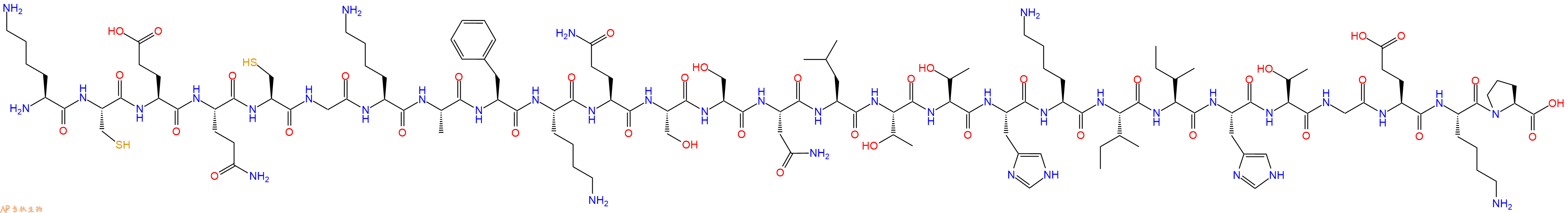 专肽生物产品H2N-Lys-Cys-Glu-Gln-Cys-Gly-Lys-Ala-Phe-Lys-Gln-Ser-Ser-Asn-Leu-Thr-Thr-His-Lys-Ile-Ile-His-Thr-Gly-Glu-Lys-Pro-OH