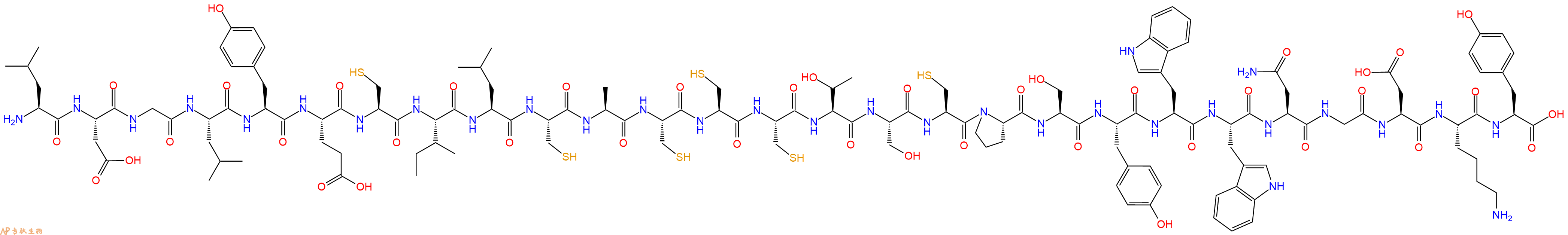 专肽生物产品H2N-Leu-Asp-Gly-Leu-Tyr-Glu-Cys-Ile-Leu-Cys-Ala-Cys-Cys-Cys-Thr-Ser-Cys-Pro-Ser-Tyr-Trp-Trp-Asn-Gly-Asp-Lys-Tyr-OH