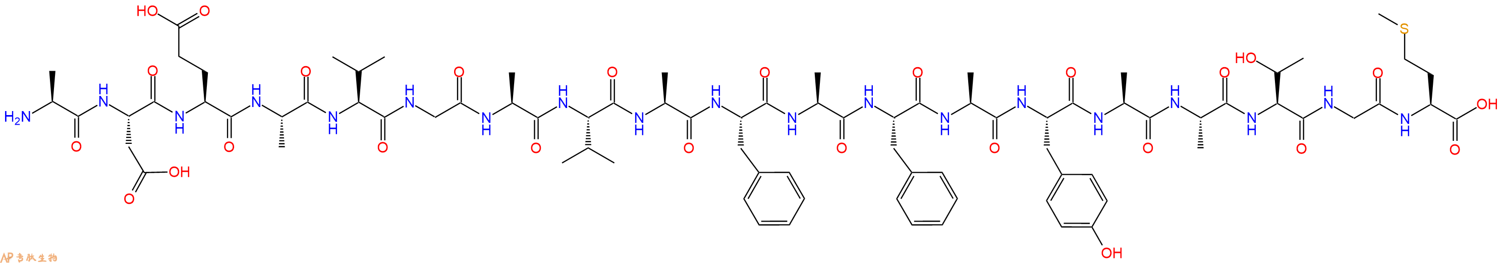 专肽生物产品H2N-Ala-Asp-Glu-Ala-Val-Gly-Ala-Val-Ala-Phe-Ala-Phe-Ala-Tyr-Ala-Ala-Thr-Gly-Met-OH