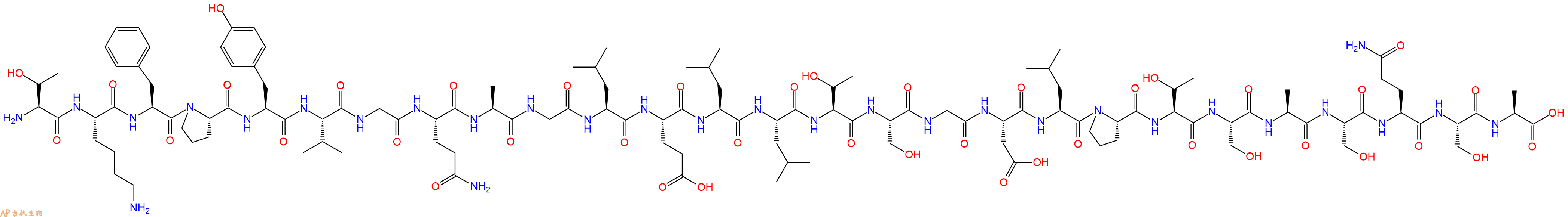 专肽生物产品H2N-Thr-Lys-Phe-Pro-Tyr-Val-Gly-Gln-Ala-Gly-Leu-Glu-Leu-Leu-Thr-Ser-Gly-Asp-Leu-Pro-Thr-Ser-Ala-Ser-Gln-Ser-Ala-OH