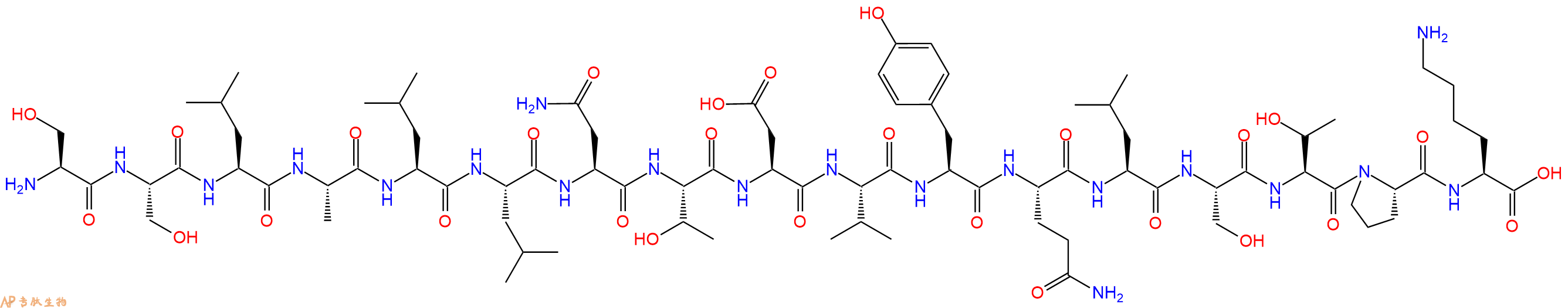 专肽生物产品H2N-Ser-Ser-Leu-Ala-Leu-Leu-Asn-Thr-Asp-Val-Tyr-Gln-Leu-Ser-Thr-Pro-Lys-OH
