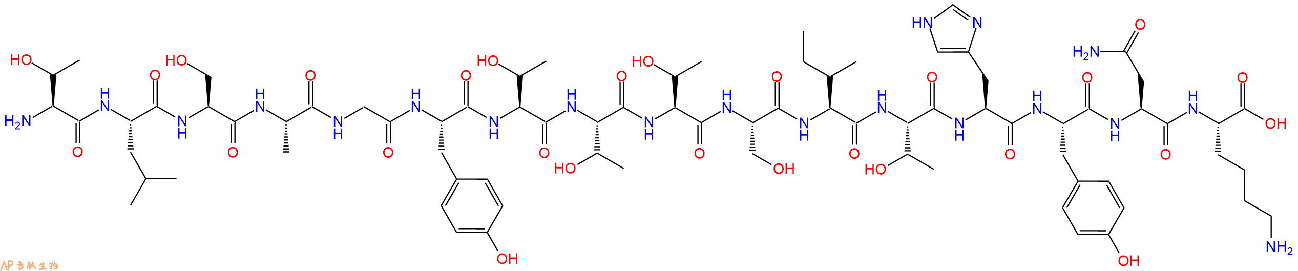 专肽生物产品H2N-Thr-Leu-Ser-Ala-Gly-Tyr-Thr-Thr-Thr-Ser-Ile-Thr-His-Tyr-Asn-Lys-OH