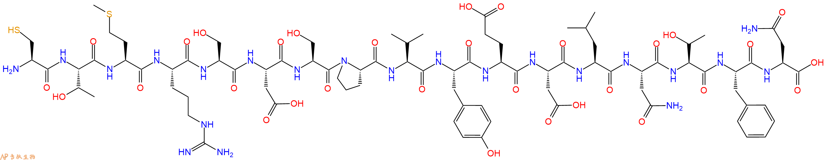 专肽生物产品H2N-Cys-Thr-Met-Arg-Ser-Asp-Ser-Pro-Val-Tyr-Glu-Asp-Leu-Asn-Thr-Phe-Asn-OH