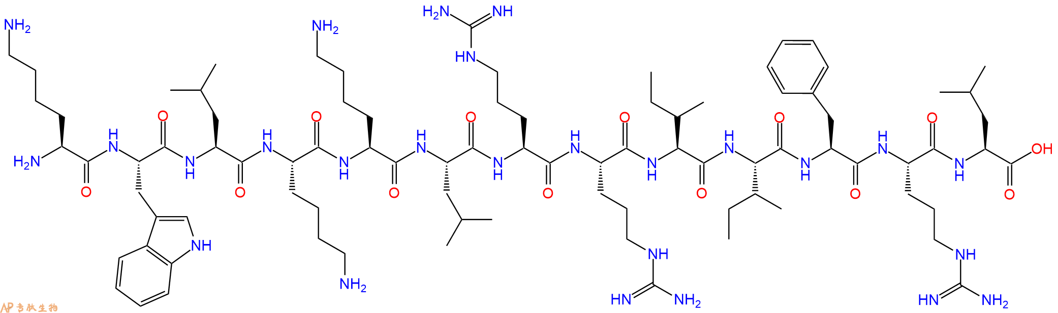 专肽生物产品H2N-Lys-Trp-Leu-Lys-Lys-Leu-Arg-Arg-Ile-Ile-Phe-Arg-Leu-OH