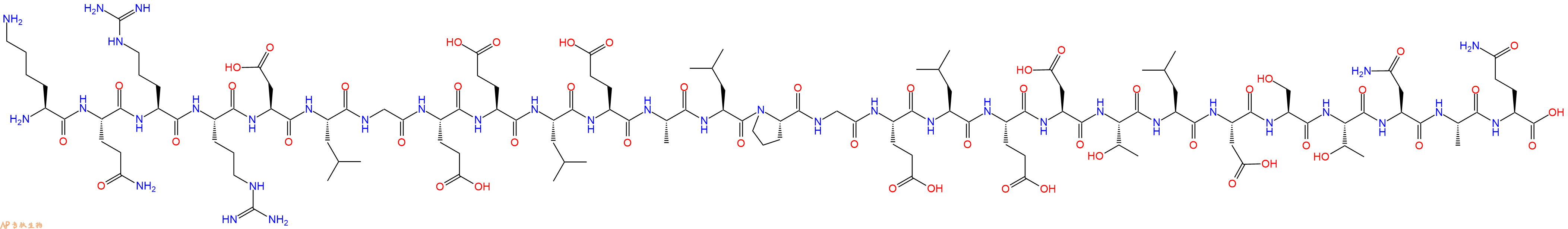 专肽生物产品H2N-Lys-Gln-Arg-Arg-Asp-Leu-Gly-Glu-Glu-Leu-Glu-Ala-Leu-Pro-Gly-Glu-Leu-Glu-Asp-Thr-Leu-Asp-Ser-Thr-Asn-Ala-Gln-OH