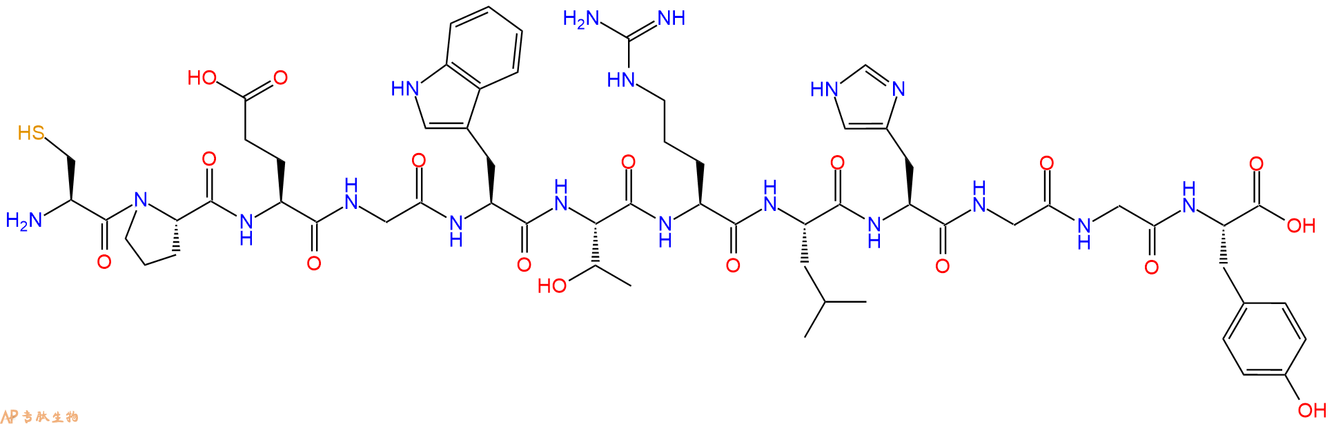 专肽生物产品H2N-Cys-Pro-Glu-Gly-Trp-Thr-Arg-Leu-His-Gly-Gly-Tyr-OH