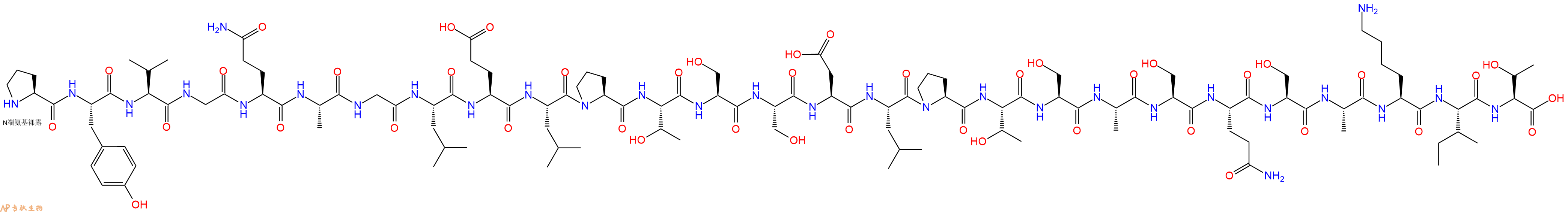 专肽生物产品H2N-Pro-Tyr-Val-Gly-Gln-Ala-Gly-Leu-Glu-Leu-Pro-Thr-Ser-Ser-Asp-Leu-Pro-Thr-Ser-Ala-Ser-Gln-Ser-Ala-Lys-Ile-Thr-OH