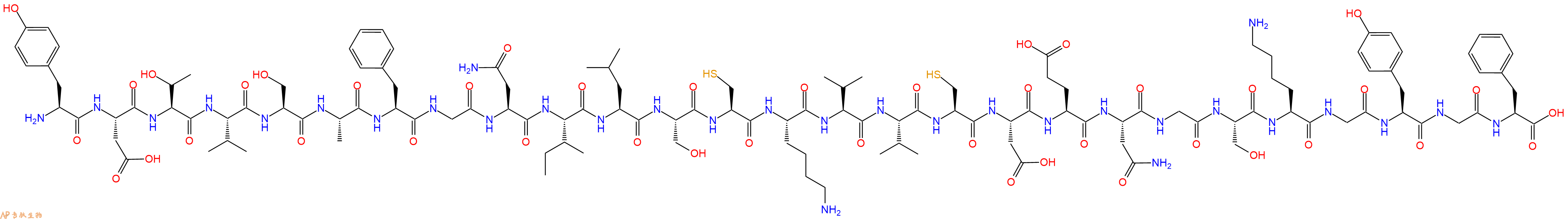 专肽生物产品H2N-Tyr-Asp-Thr-Val-Ser-Ala-Phe-Gly-Asn-Ile-Leu-Ser-Cys-Lys-Val-Val-Cys-Asp-Glu-Asn-Gly-Ser-Lys-Gly-Tyr-Gly-Phe-OH