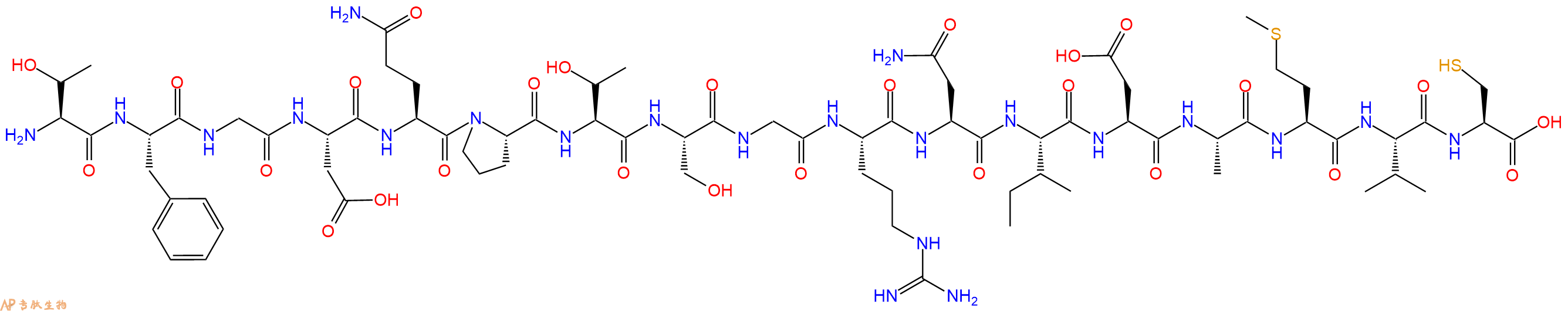 专肽生物产品H2N-Thr-Phe-Gly-Asp-Gln-Pro-Thr-Ser-Gly-Arg-Asn-Ile-Asp-Ala-Met-Val-Cys-OH