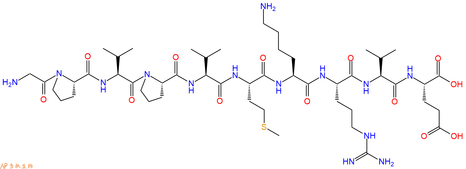 专肽生物产品H2N-Gly-Pro-Val-Pro-Val-Met-Lys-Arg-Val-Glu-OH