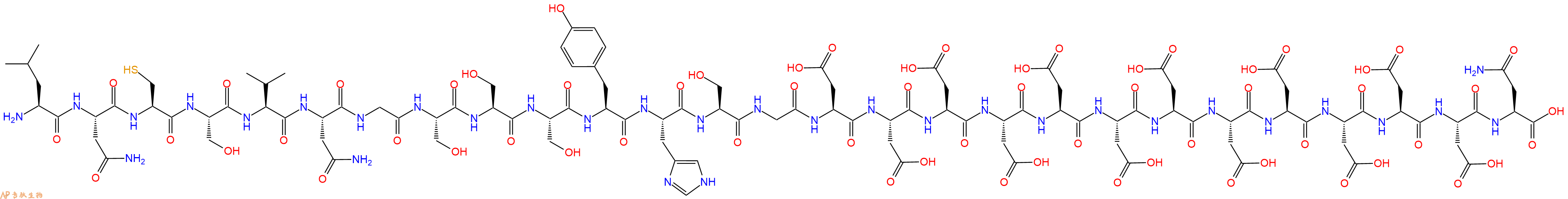 专肽生物产品H2N-Leu-Asn-Cys-Ser-Val-Asn-Gly-Ser-Ser-Ser-Tyr-His-Ser-Gly-Asp-Asp-Asp-Asp-Asp-Asp-Asp-Asp-Asp-Asp-Asp-Asp-Asn-OH