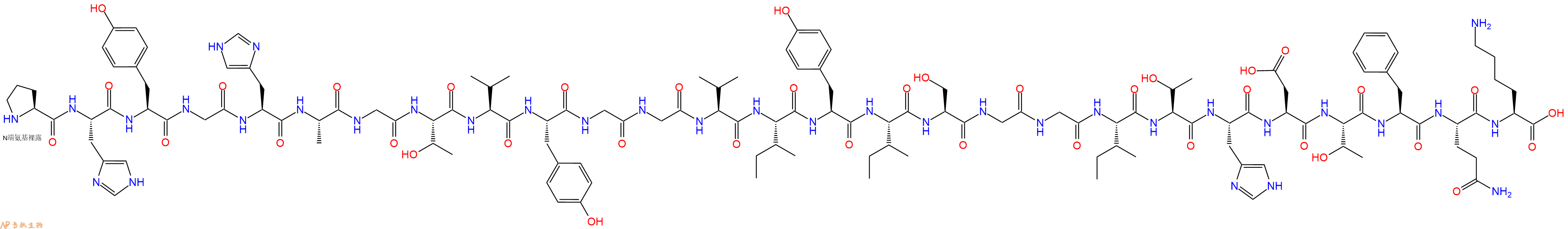 专肽生物产品H2N-Pro-His-Tyr-Gly-His-Ala-Gly-Thr-Val-Tyr-Gly-Gly-Val-Ile-Tyr-Ile-Ser-Gly-Gly-Ile-Thr-His-Asp-Thr-Phe-Gln-Lys-OH