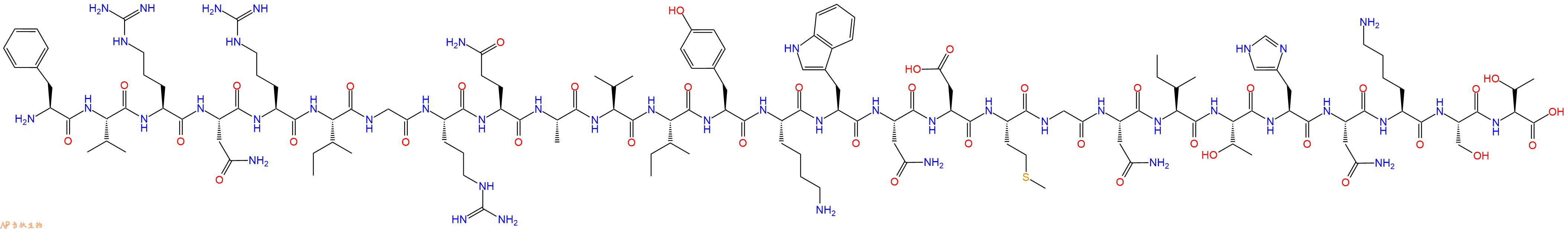 专肽生物产品H2N-Phe-Val-Arg-Asn-Arg-Ile-Gly-Arg-Gln-Ala-Val-Ile-Tyr-Lys-Trp-Asn-Asp-Met-Gly-Asn-Ile-Thr-His-Asn-Lys-Ser-Thr-OH