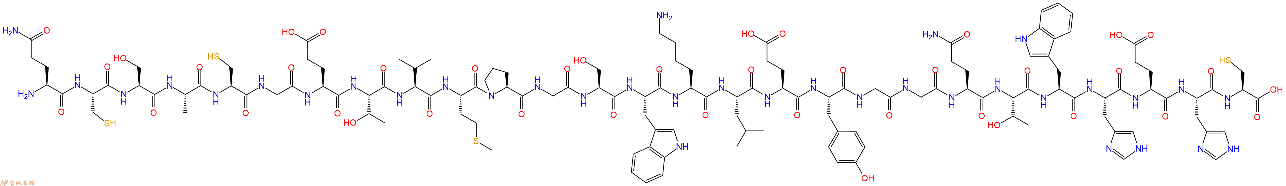 专肽生物产品H2N-Gln-Cys-Ser-Ala-Cys-Gly-Glu-Thr-Val-Met-Pro-Gly-Ser-Trp-Lys-Leu-Glu-Tyr-Gly-Gly-Gln-Thr-Trp-His-Glu-His-Cys-OH