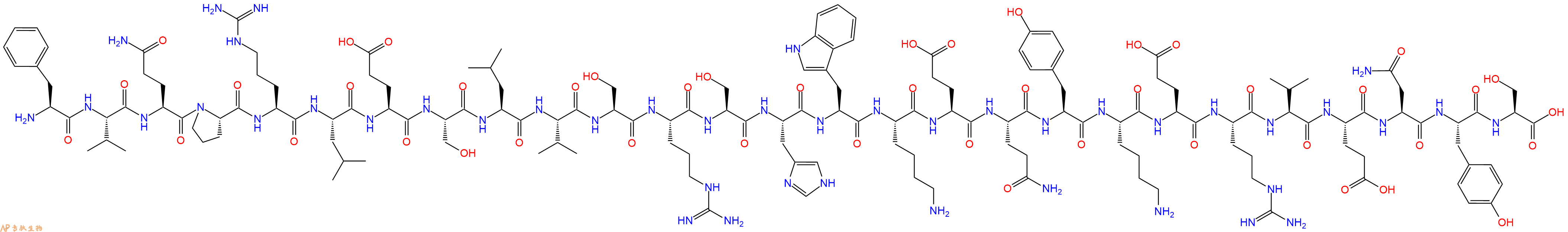 专肽生物产品H2N-Phe-Val-Gln-Pro-Arg-Leu-Glu-Ser-Leu-Val-Ser-Arg-Ser-His-Trp-Lys-Glu-Gln-Tyr-Lys-Glu-Arg-Val-Glu-Asn-Tyr-Ser-OH
