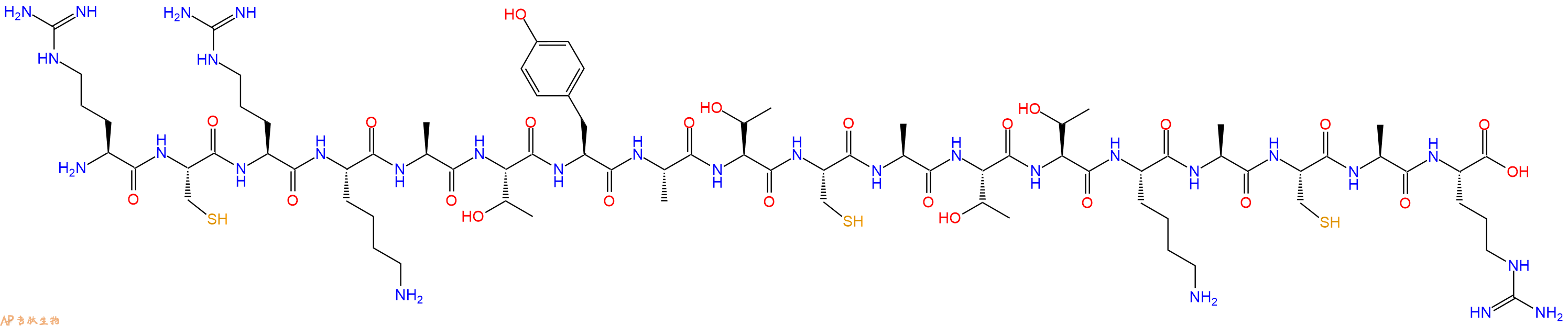 专肽生物产品H2N-Arg-Cys-Arg-Lys-Ala-Thr-Tyr-Ala-Thr-Cys-Ala-Thr-Thr-Lys-Ala-Cys-Ala-Arg-OH