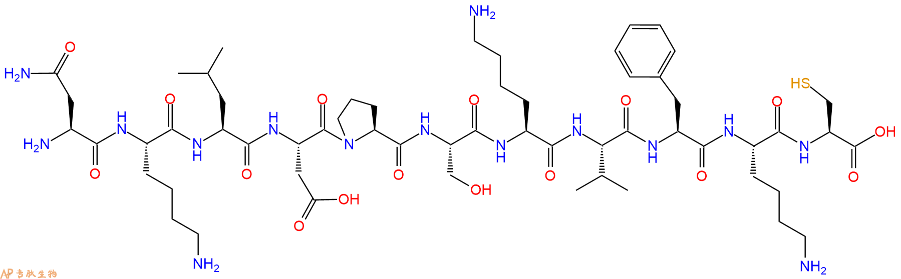 专肽生物产品H2N-Asn-Lys-Leu-Asp-Pro-Ser-Lys-Val-Phe-Lys-Cys-OH