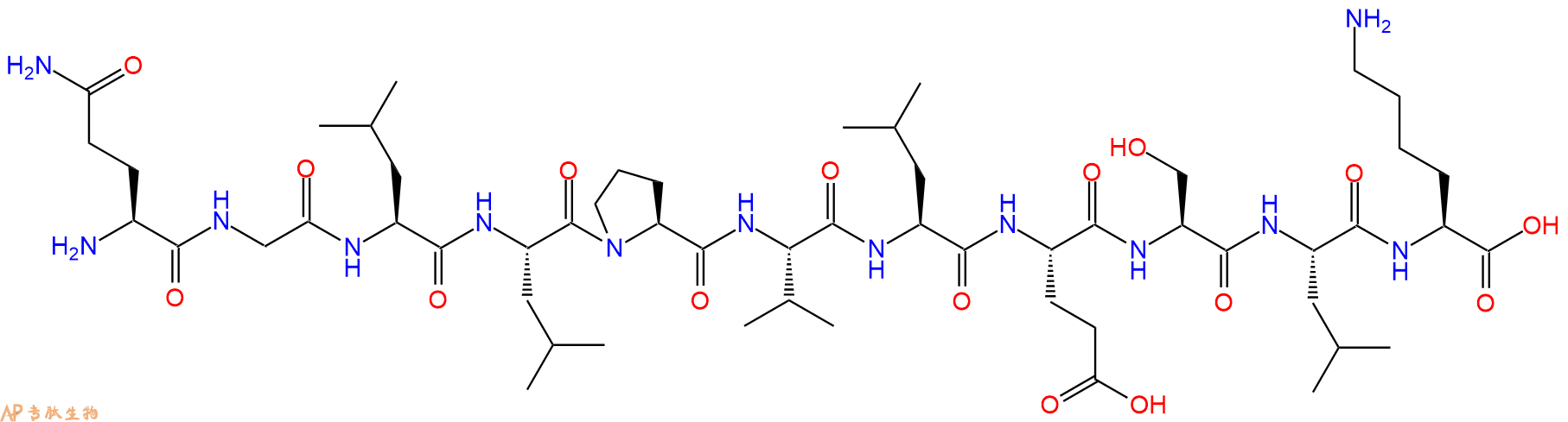 专肽生物产品H2N-Gln-Gly-Leu-Leu-Pro-Val-Leu-Glu-Ser-Leu-Lys-OH