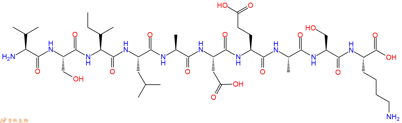 专肽生物产品H2N-Val-Ser-Ile-Leu-Ala-Asp-Glu-Ala-Ser-Lys-OH