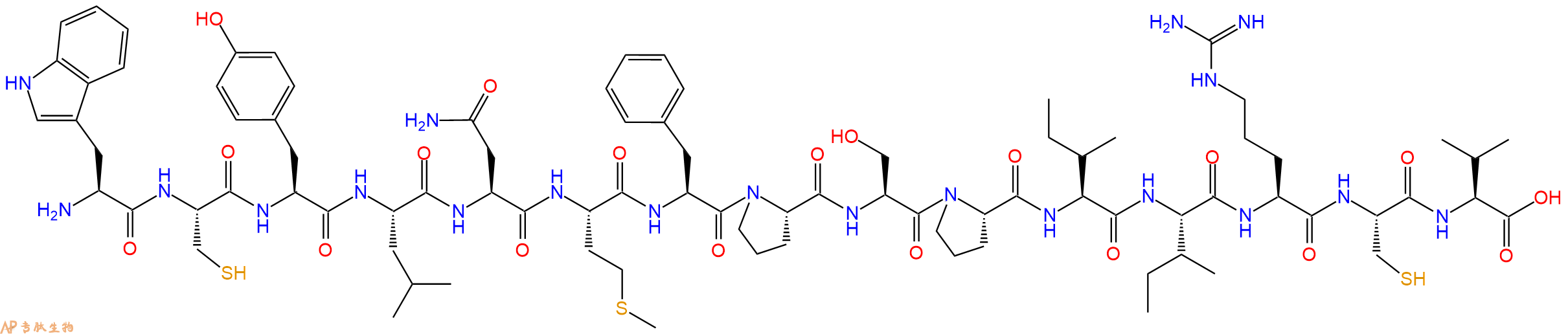 专肽生物产品H2N-Trp-Cys-Tyr-Leu-Asn-Met-Phe-Pro-Ser-Pro-Ile-Ile-Arg-Cys-Val-OH