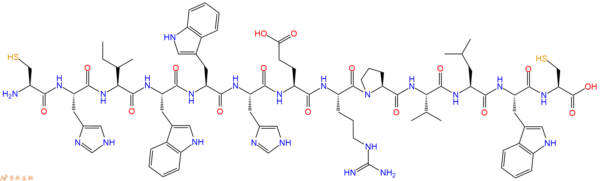 专肽生物产品H2N-Cys-His-Ile-Trp-Trp-His-Glu-Arg-Pro-Val-Leu-Trp-Cys-OH