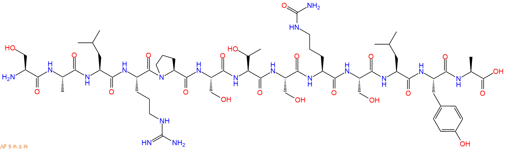 专肽生物产品H2N-Ser-Ala-Leu-Arg-Pro-Ser-Thr-Ser-Cit-Ser-Leu-Tyr-Ala-OH