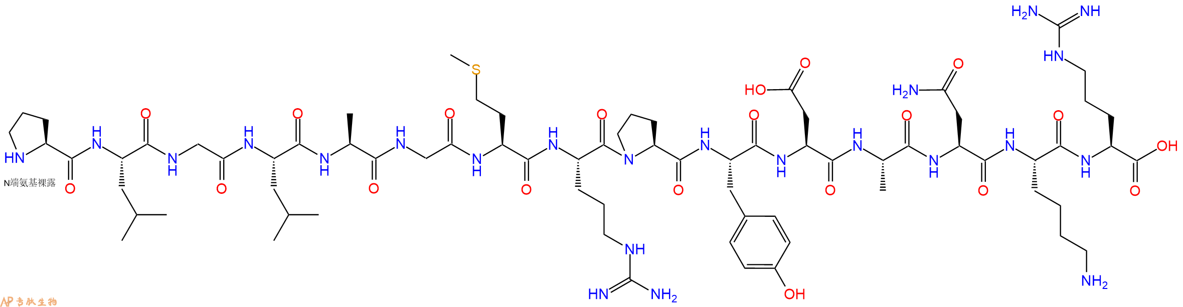 专肽生物产品H2N-Pro-Leu-Gly-Leu-Ala-Gly-Met-Arg-Pro-Tyr-Asp-Ala-Asn-Lys-Arg-OH