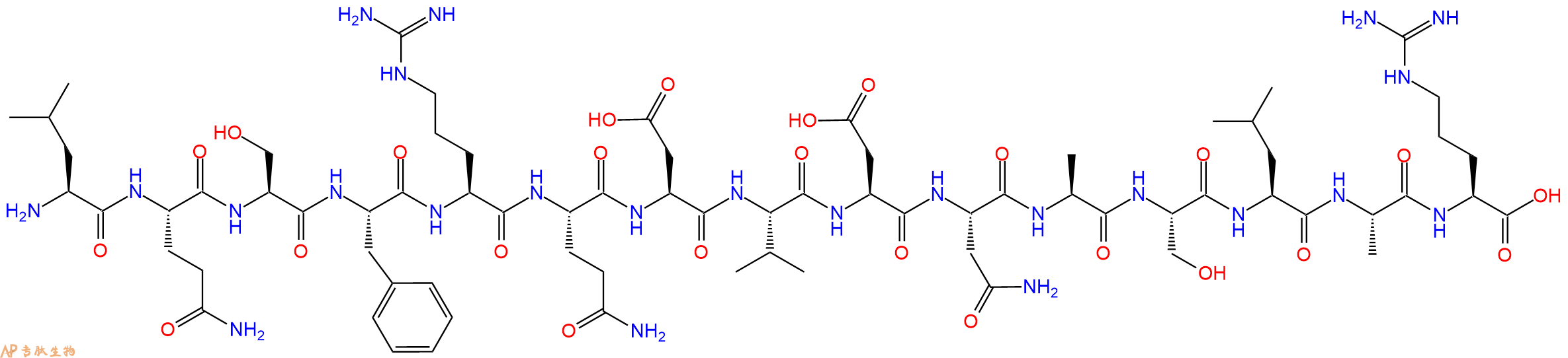 专肽生物产品H2N-Leu-Gln-Ser-Phe-Arg-Gln-Asp-Val-Asp-Asn-Ala-Ser-Leu-Ala-Arg-OH