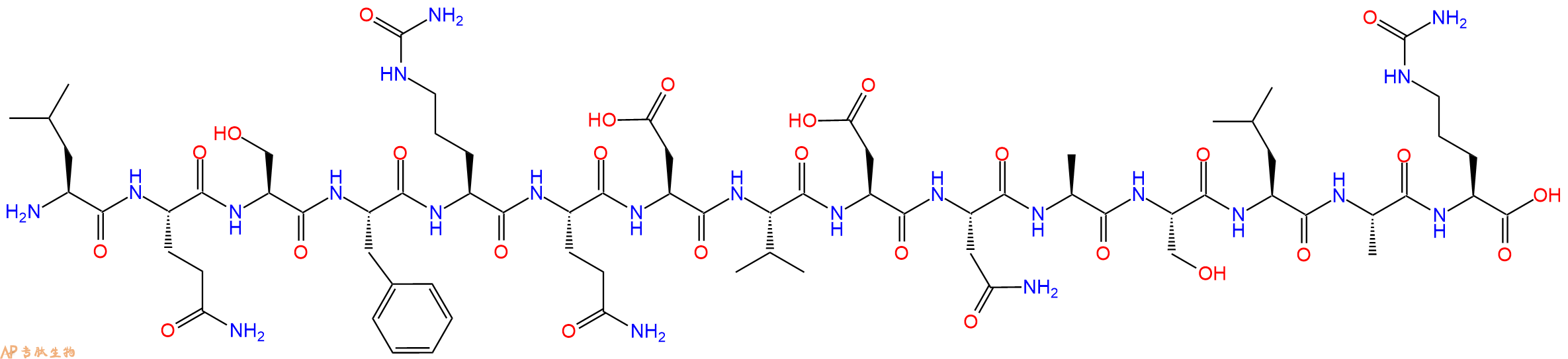 专肽生物产品H2N-Leu-Gln-Ser-Phe-Cit-Gln-Asp-Val-Asp-Asn-Ala-Ser-Leu-Ala-Cit-OH