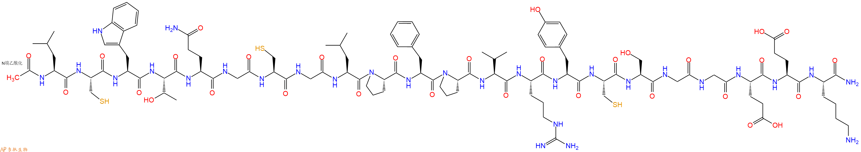 专肽生物产品Ac-Leu-Cys-Trp-Thr-Gln-Gly-Cys-Gly-Leu-Pro-Phe-Pro-Val-Arg-Tyr-Cys-Ser-Gly-Gly-Glu-Glu-Lys-CONH2