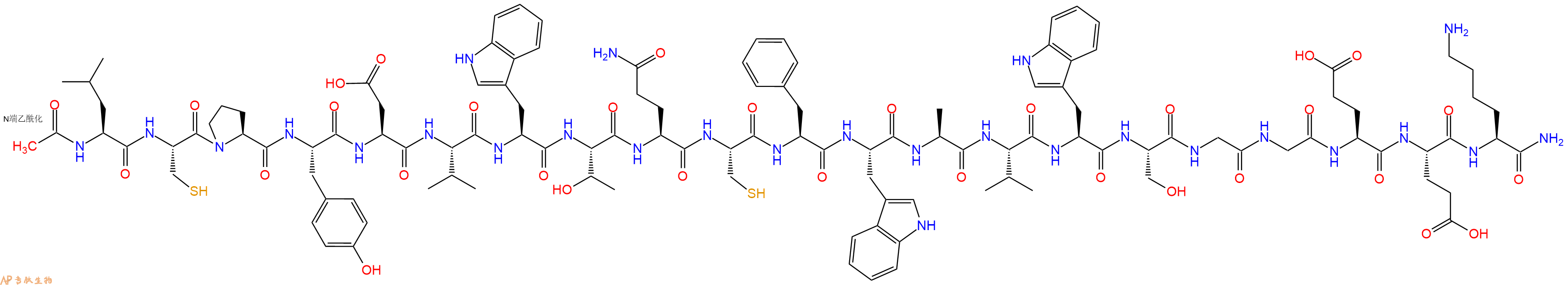 专肽生物产品Ac-Leu-Cys-Pro-Tyr-Asp-Val-Trp-Thr-Gln-Cys-Phe-Trp-Ala-Val-Trp-Ser-Gly-Gly-Glu-Glu-Lys-CONH2