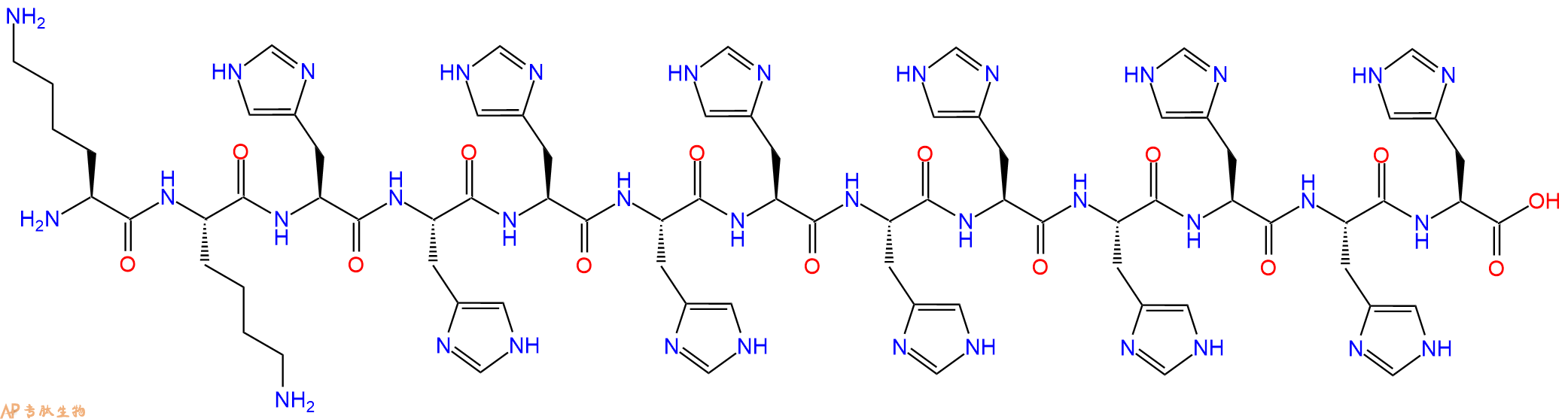 专肽生物产品H2N-Lys-Lys-His-His-His-His-His-His-His-His-His-His-His-OH