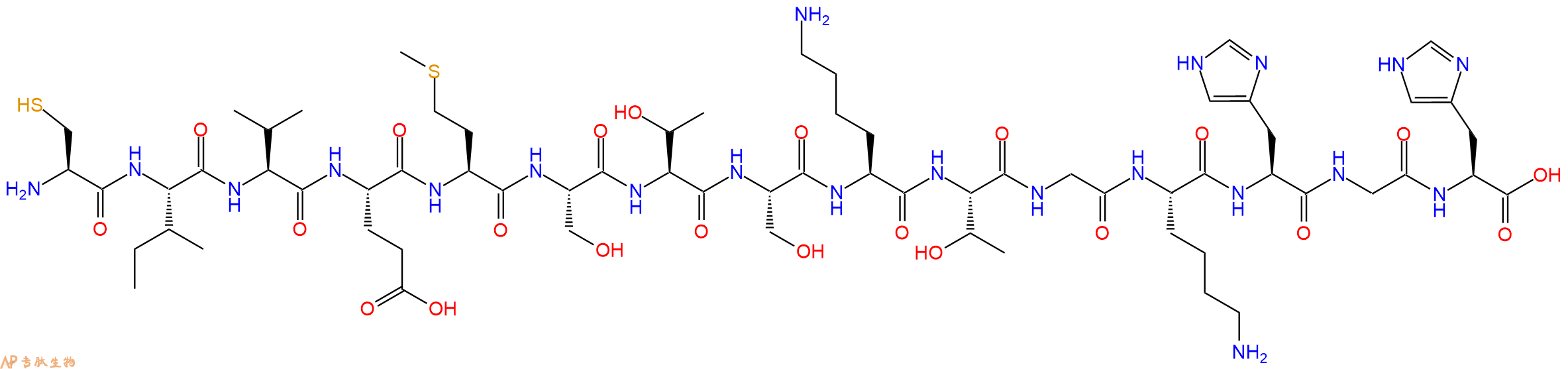 专肽生物产品H2N-Cys-Ile-Val-Glu-Met-Ser-Thr-Ser-Lys-Thr-Gly-Lys-His-Gly-His-OH