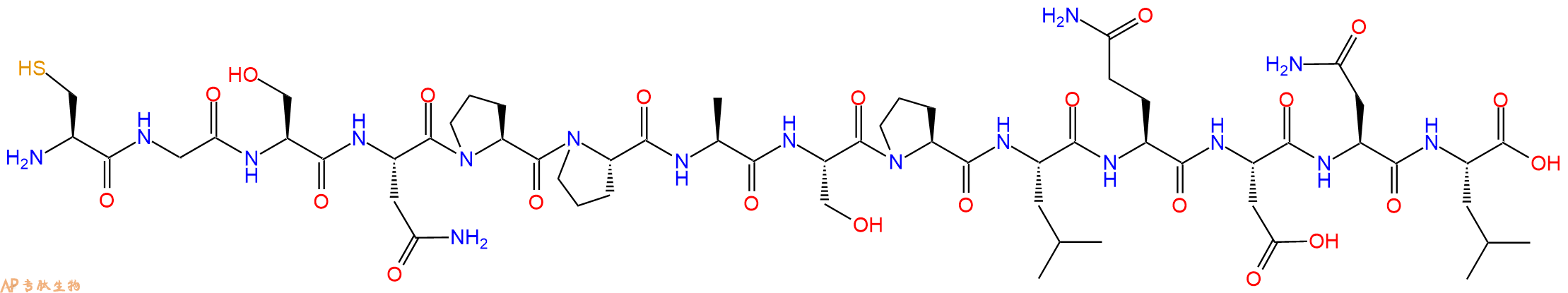 专肽生物产品H2N-Cys-Gly-Ser-Asn-Pro-Pro-Ala-Ser-Pro-Leu-Gln-Asp-Asn-Leu-OH