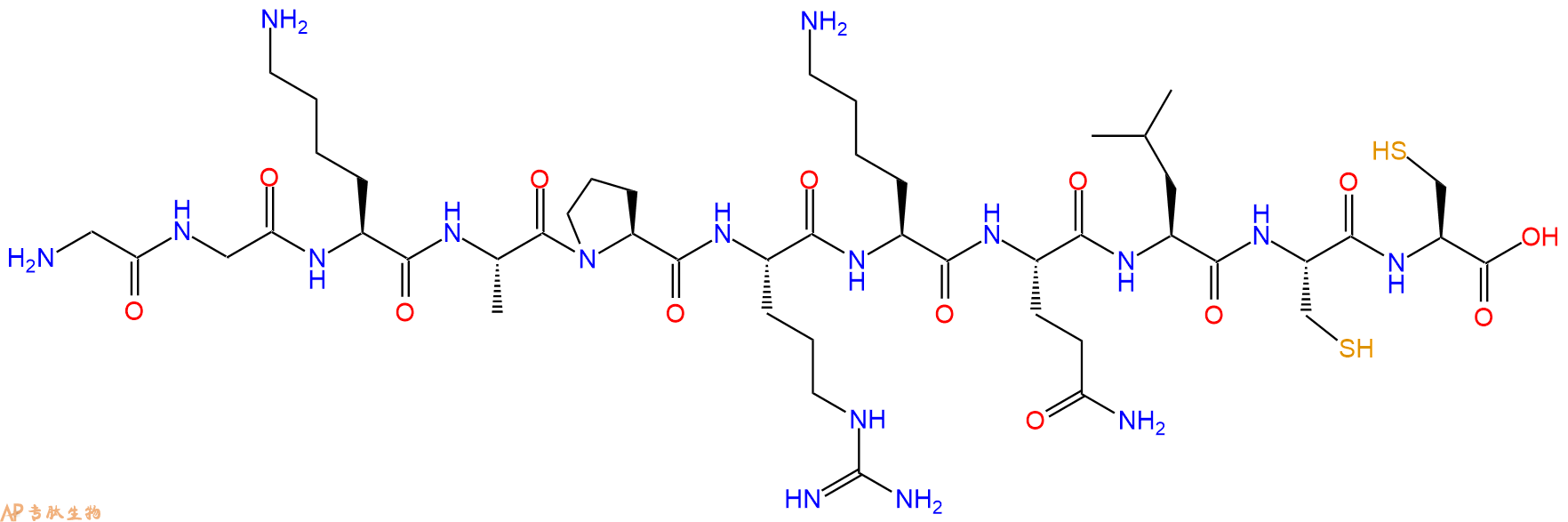 专肽生物产品H2N-Gly-Gly-Lys-Ala-Pro-Arg-Lys-Gln-Leu-Cys-Cys-OH