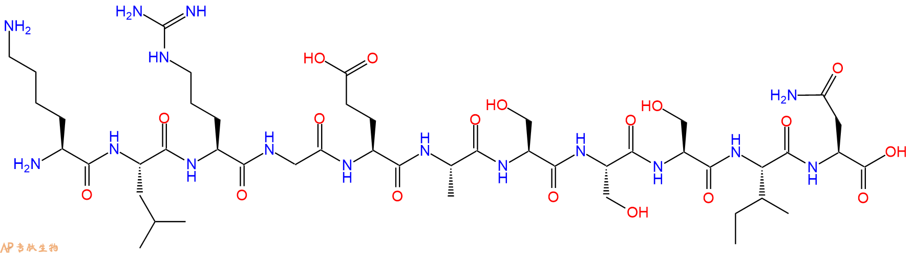 专肽生物产品H2N-Lys-Leu-Arg-Gly-Glu-Ala-Ser-Ser-Ser-Ile-Asn-OH