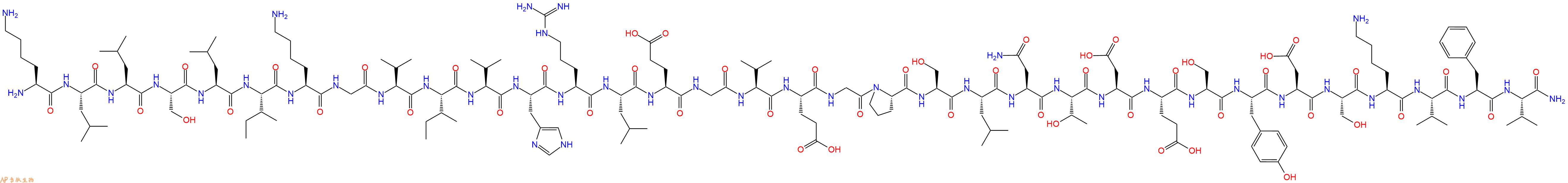 专肽生物产品H2N-Lys-Leu-Leu-Ser-Leu-Ile-Lys-Gly-Val-Ile-Val-His-Arg-Leu-Glu-Gly-Val-Glu-Gly-Pro-Ser-Leu-Asn-Thr-Asp-Glu-Ser-Tyr-Asp-Ser-Lys-Val-Phe-Val-CONH2