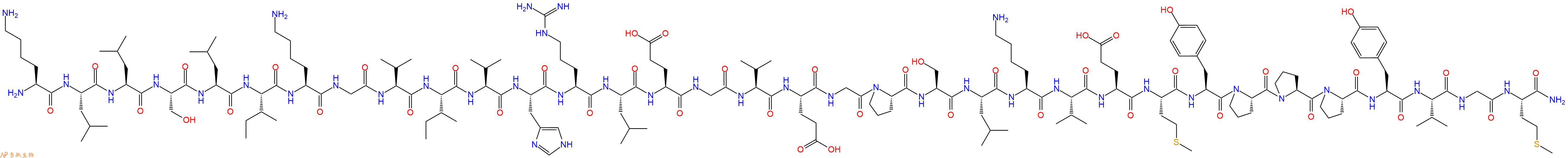 专肽生物产品H2N-Lys-Leu-Leu-Ser-Leu-Ile-Lys-Gly-Val-Ile-Val-His-Arg-Leu-Glu-Gly-Val-Glu-Gly-Pro-Ser-Leu-Lys-Val-Glu-Met-Tyr-Pro-Pro-Pro-Tyr-Val-Gly-Met-CONH2