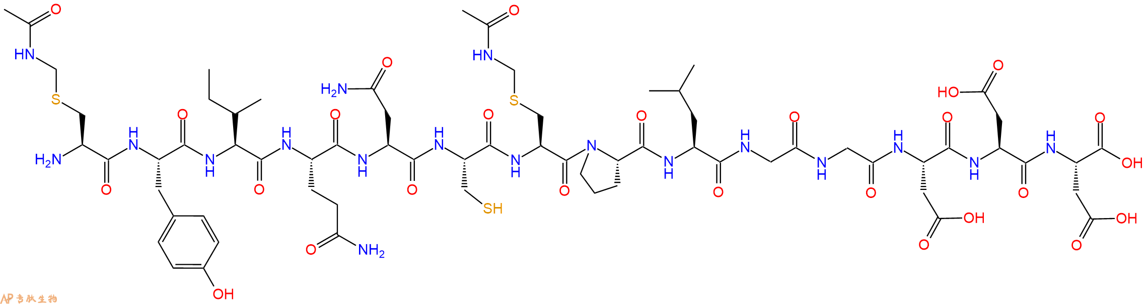 专肽生物产品H2N-Cys(Acm)-Tyr-Ile-Gln-Asn-Cys-Cys(Acm)-Pro-Leu-Gly-Gly-Asp-Asp-Asp-OH
