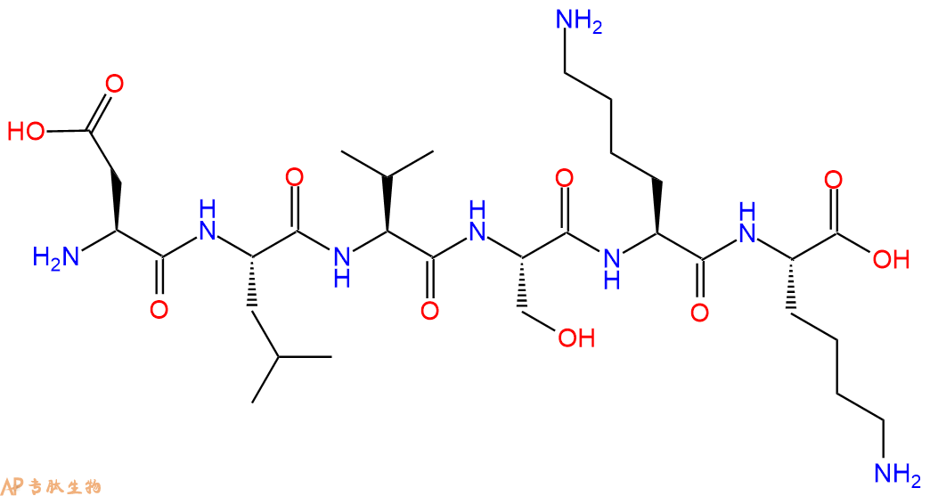 专肽生物产品H2N-Asp-Leu-Val-Ser-Lys-Lys-OH
