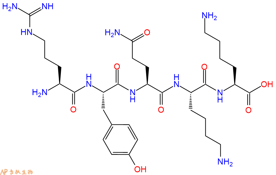 专肽生物产品H2N-Arg-Tyr-Gln-Lys-Lys-OH